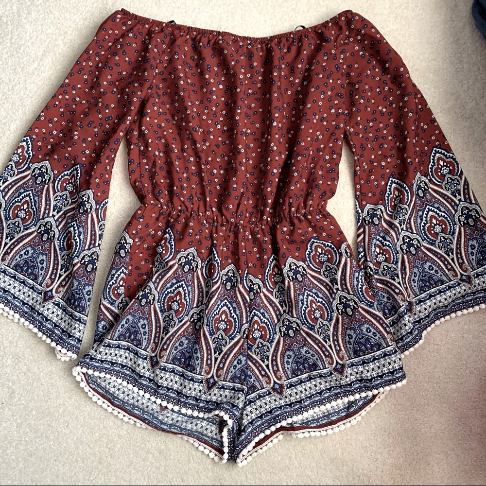 Off the shoulder long sleeve romper/play suit